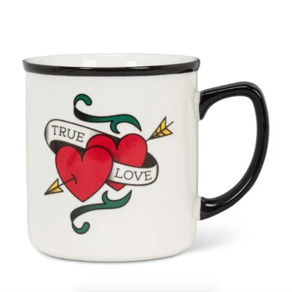 Exclusive "True Love" Tattoo Oversized Stoneware Mug - Oldschool Design - Picture 4 of 7